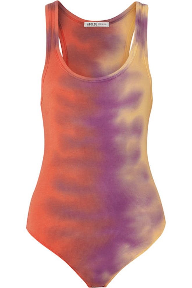 AGOLDE Tie-dyed ribbed stretch-jersey bodysuit