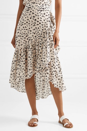 Gretchen Asymmetric Tiered Floral-Print Cotton And Silk-Blend Gauze Skirt