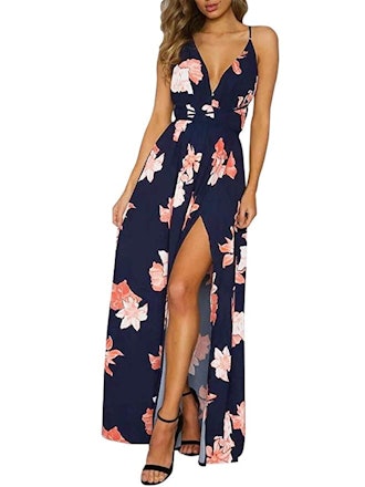 BerryGo Women's Floral Print Split Maxi Dress