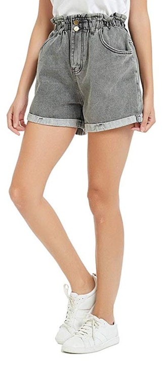 Plaid&Plain Women's High Waisted Denim Shorts