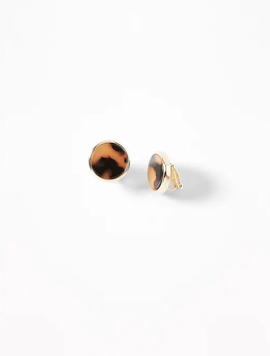 Tortoiseshell Clip-On Stud Earrings