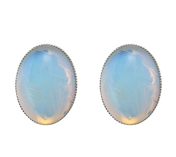MagicYiMu Women's Jewelry Oval Simulated Opal Clip-On Earrings