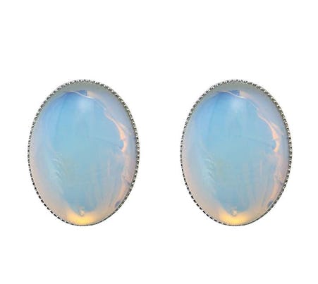 MagicYiMu Women's Jewelry Oval Simulated Opal Clip-On Earrings