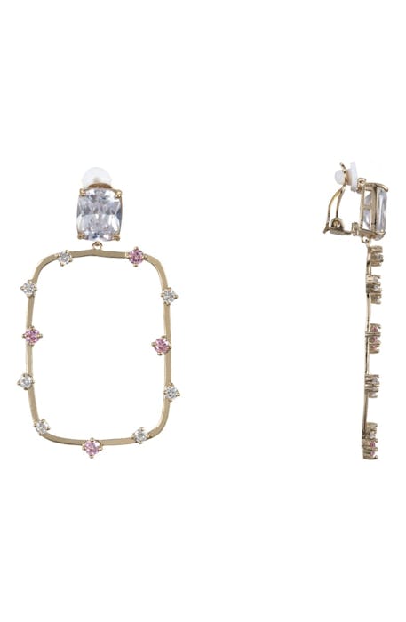 Adorned Rectangular Clip-On Earrings
