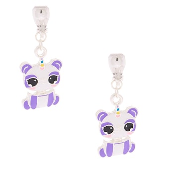 Pandacorn Clip On Drop Earrings - Purple