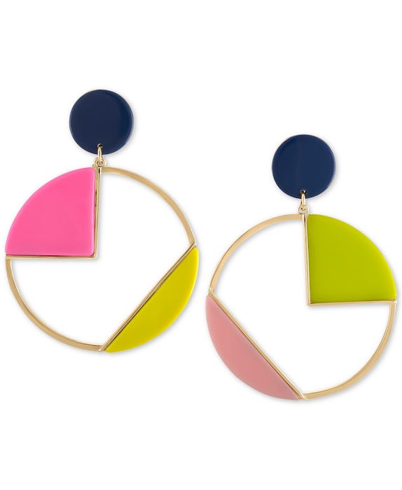 Rachel Roy Gold-Tone Multicolor Geometric Circle Clip-On Drop Earrings