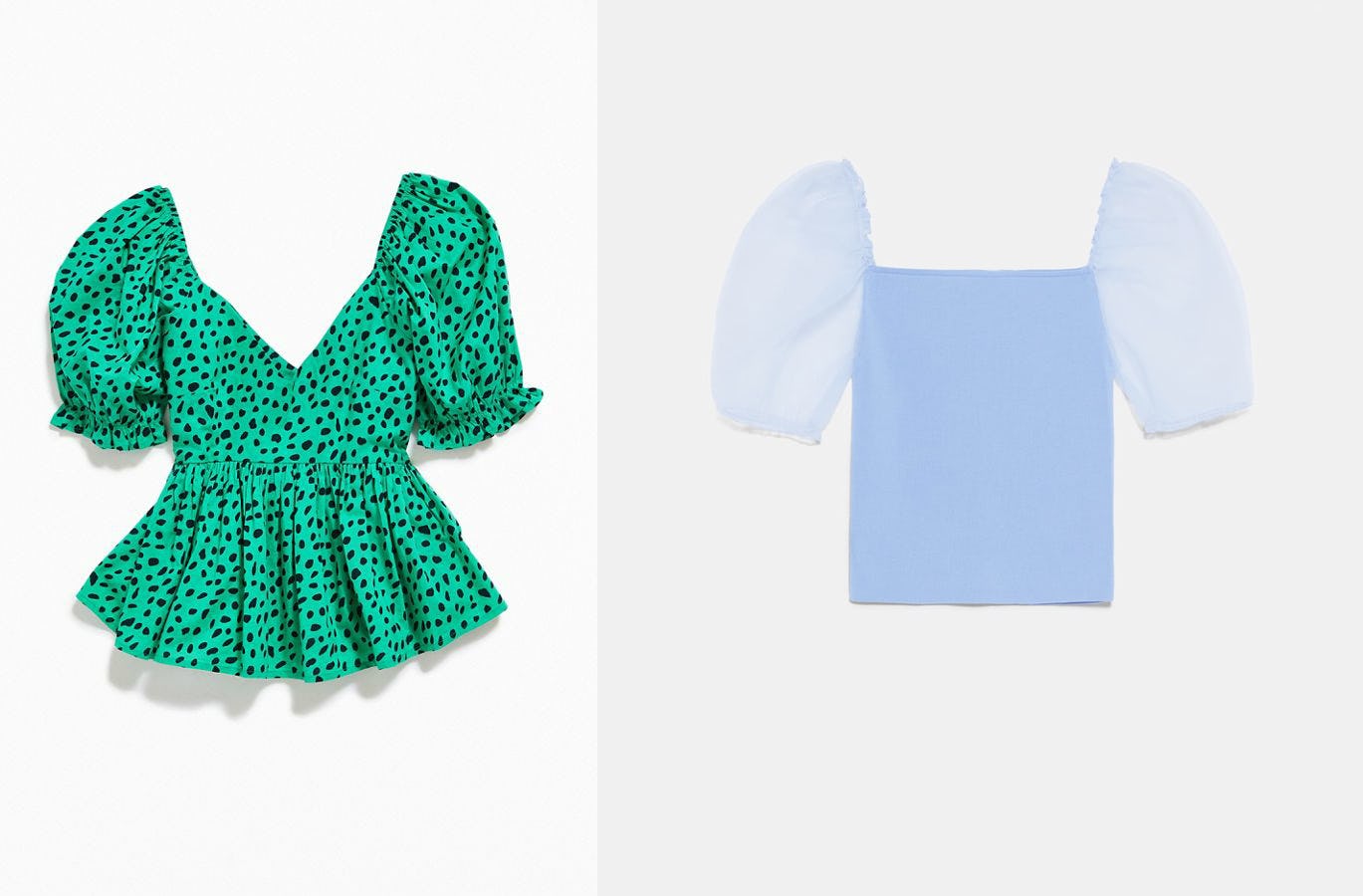 polka dot puff sleeve top zara