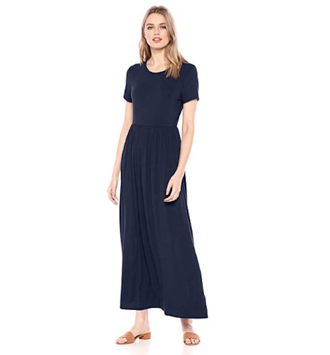 Amazon Essentials Women's Short-Sleeve Waisted Maxi Dress