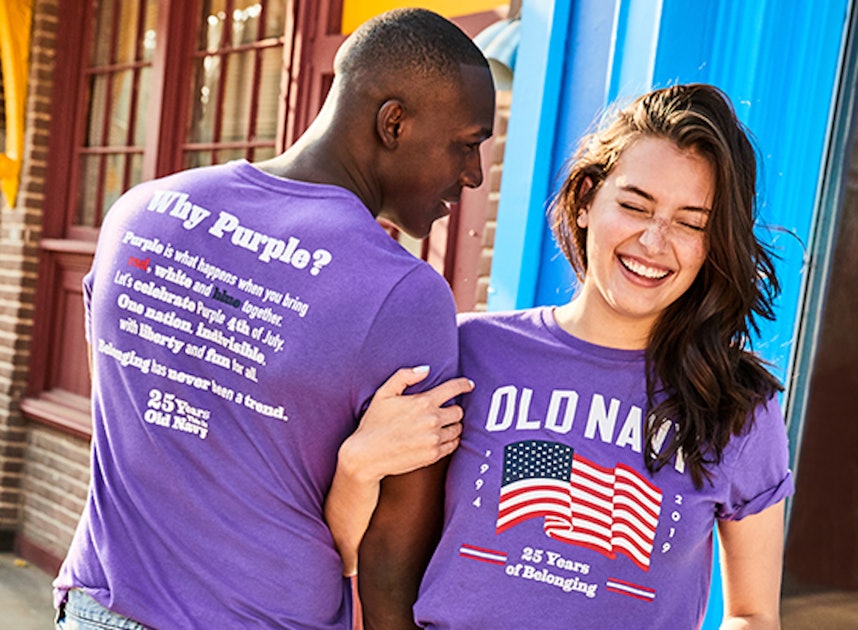 Old Navy's New 4th Of July T-Shirts Promote Inclusivity & Belonging With A  New Purple Hue