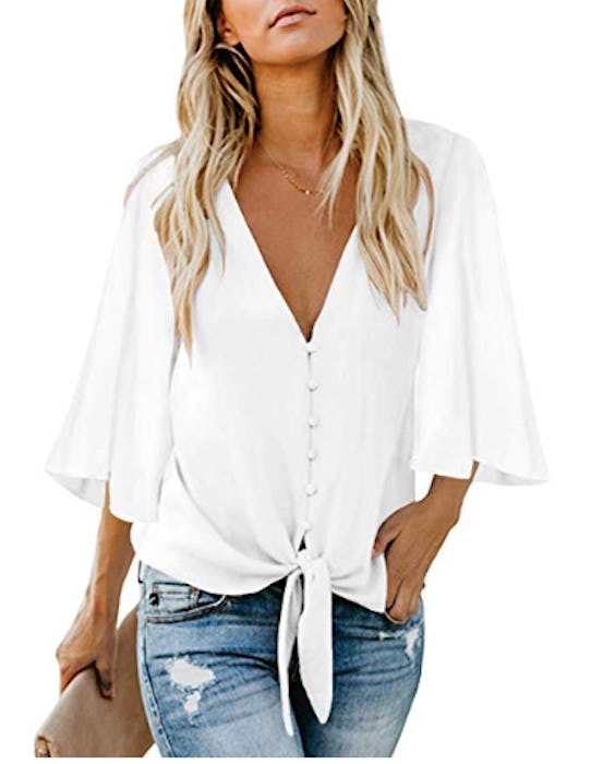 HOTAPEI Women's Summer Deep V-Neck Shirt