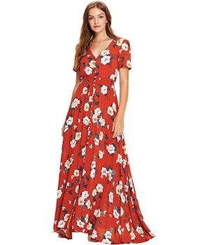 Milumia Women Floral Print Button Up Dress