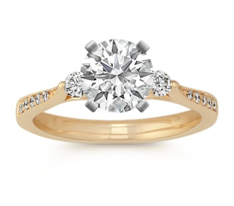 Cathedral Three-Stone Diamond Engagement Ring