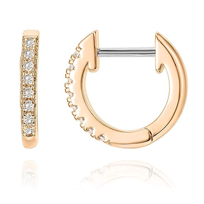 PAVOI 14K Gold Plated Cubic Zirconia Huggie Earrings