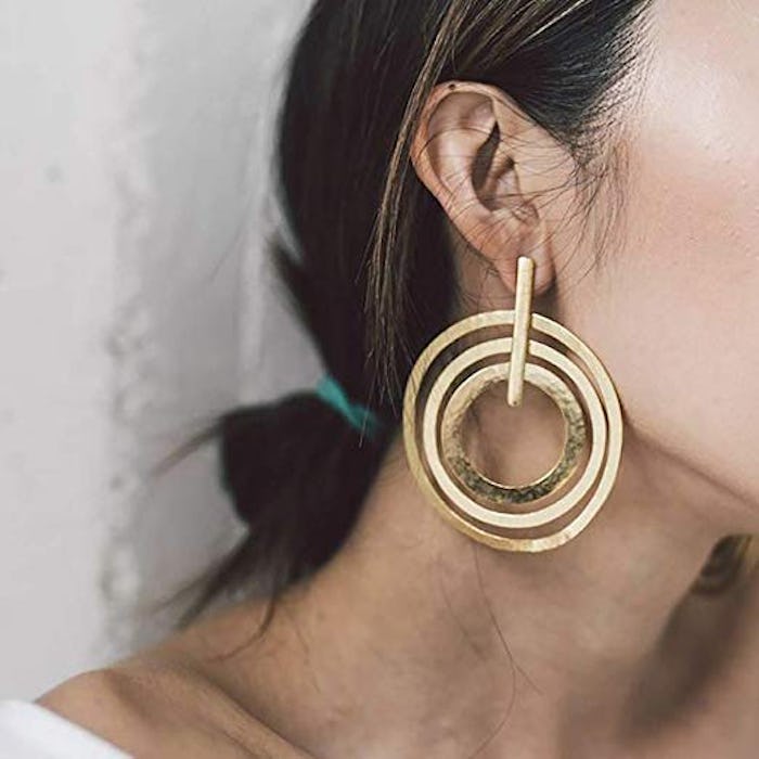 Doubnine Large Circle Hoops Boho Multi Loop Earrings