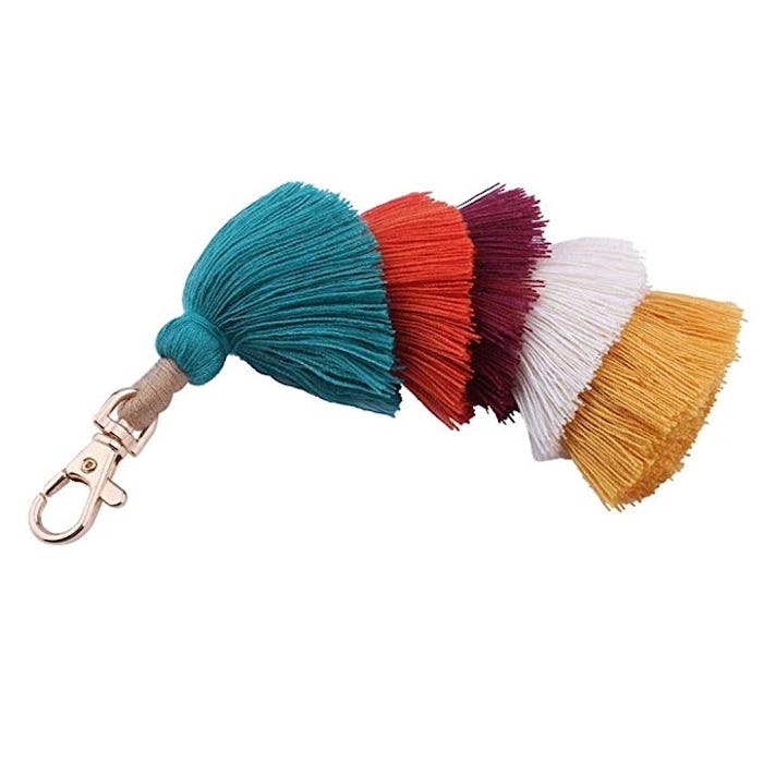 BRUCEWANG Hand Made Colorful Bohemian Pom Pom Tassel Keychain