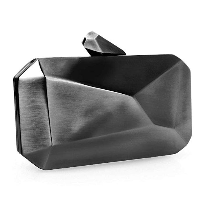 BMC Womens Alloy Metal Abstract Stone Cut Hardcase Handbag