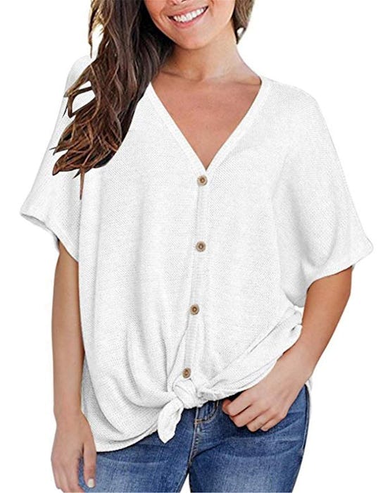 MIHOLL Loose V-Neck Buttoned Blouse 