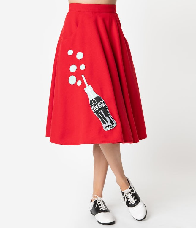 1950s Red Cola Bottle Bubbly Swing Skirt