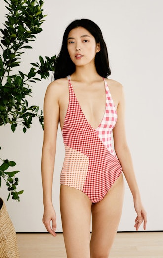 Suffolk Maillot in Multi Cherry Gingham 