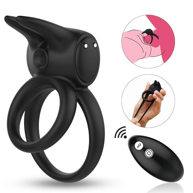 Paloqueth Cock Ring Vibrator With Rabbit Ears