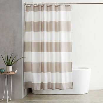 Grey Striped Shower Curtain