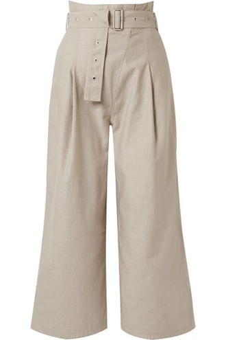Via Cropped Belted Canvas Pants