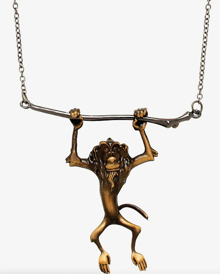 Lion King Inspired Necklace - Crescent Moon Glass Dome With Rafiki & Simba Drawing - View #9