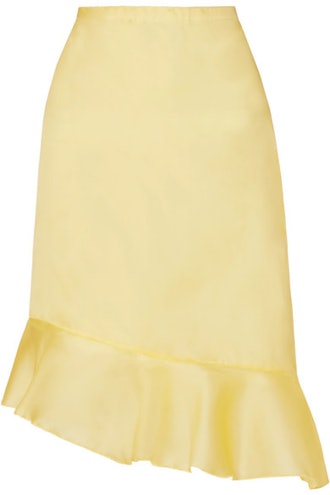 Kika Asymmetric Ruffled Silk-Georgette Skirt