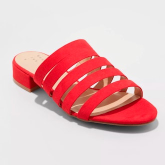 Microsuede Low Heeled Slide Sandals