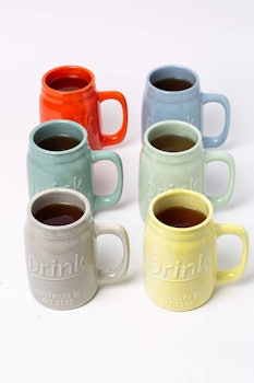 Vintage-Inspired Ceramic Coffee Mugs (Set of 6)