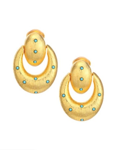 Kenneth Jay Lane Chubby Door Knocker Clip-On Earrings