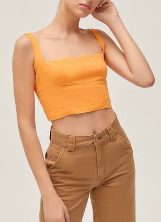 Amelia Linen Square Neck Cropped Top