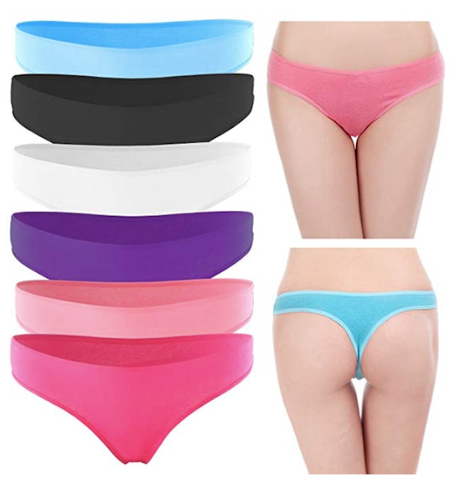 This six-pack of breathable cotton thongs are a popular and comfortable option.