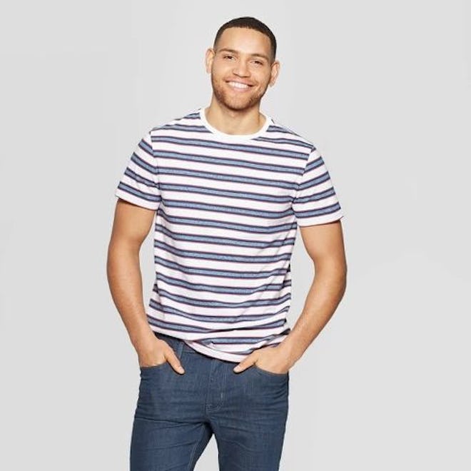Men's Striped Standard Fit Novelty Graphic T-Shirt - Goodfellow & Co™ Red Velvet
