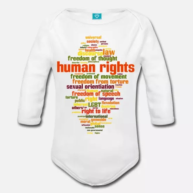 Organic Long-Sleeved Human Rights Baby Bodysuit