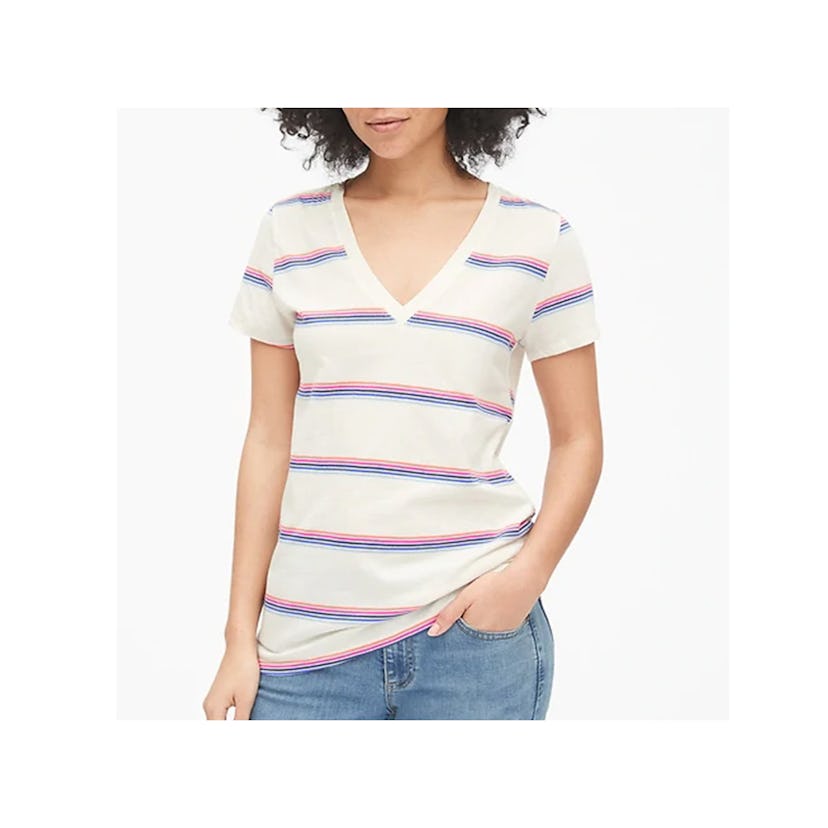 Vintage Wash Stripe V-Neck T-Shirt