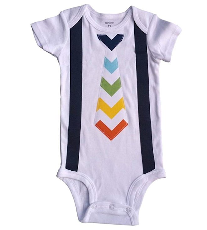 Perfect Pairz Tie Onesie Baby Boutique Clothing Rainbow Chevron 