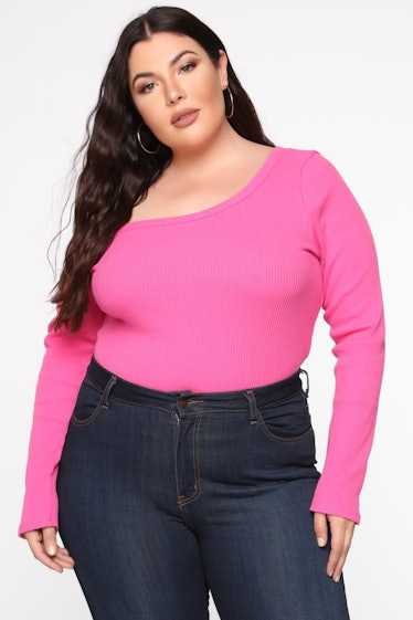 Moments After One Shoulder Top - Fuchsia