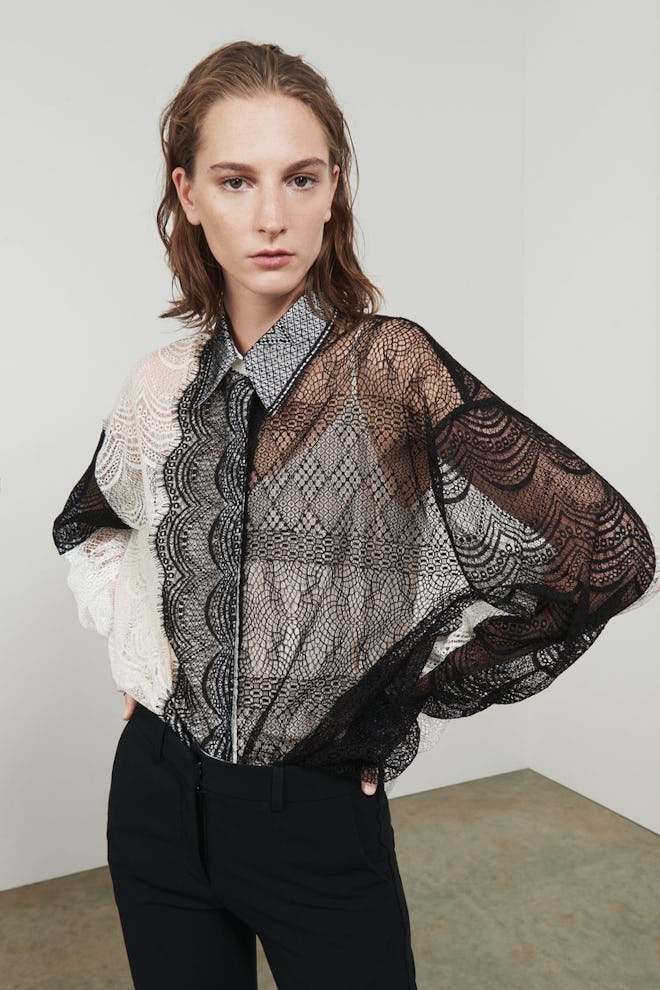 Victoria Beckham Sheer Lace Detail Shirt