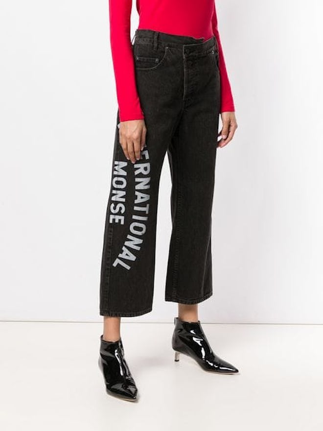 Print Cropped Jeans 