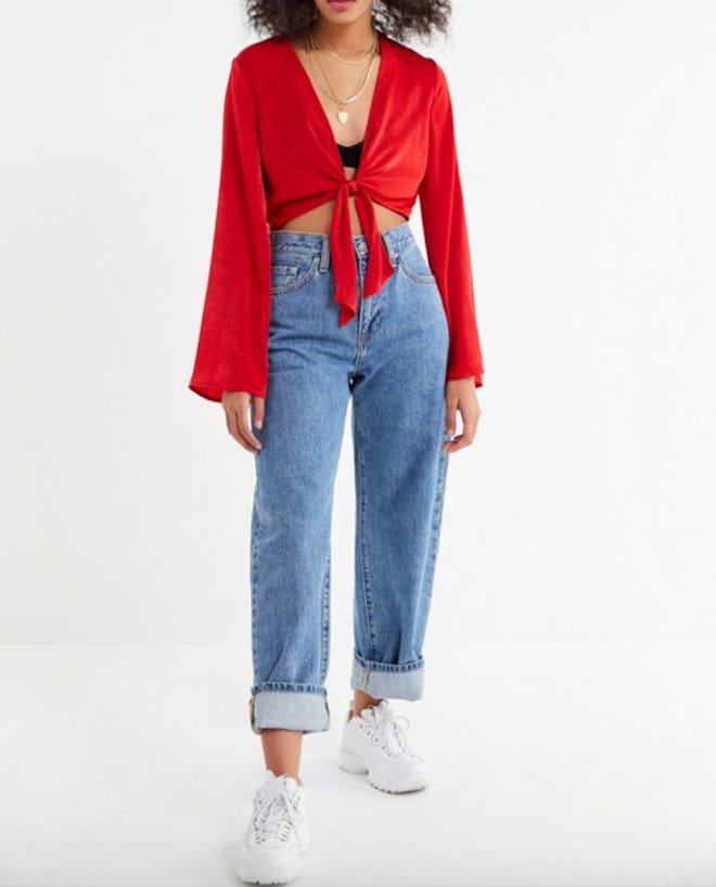 Penelope Satin Tie-Front Cropped Top 