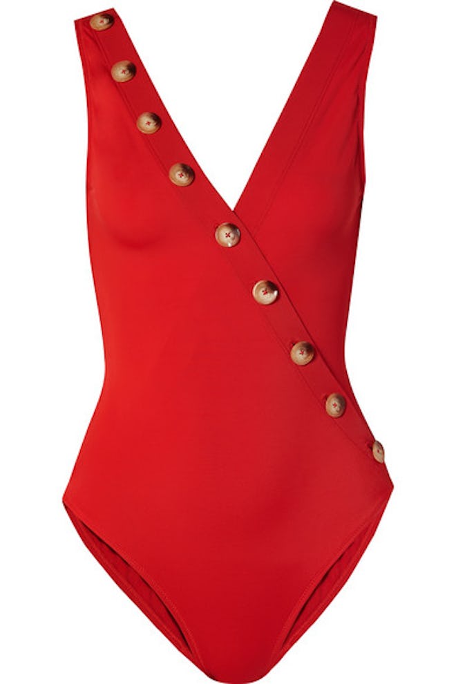 OYE Swimwear Kate Button-Embellished Swimsuit
