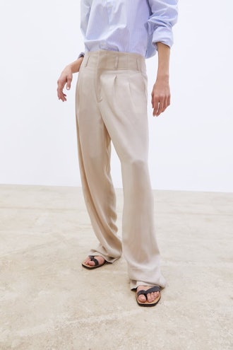 Wide Leg Pants With Darts 