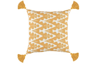 Outdoor Accent Pillow-Outdoor Yellow Zig Zag Tassels