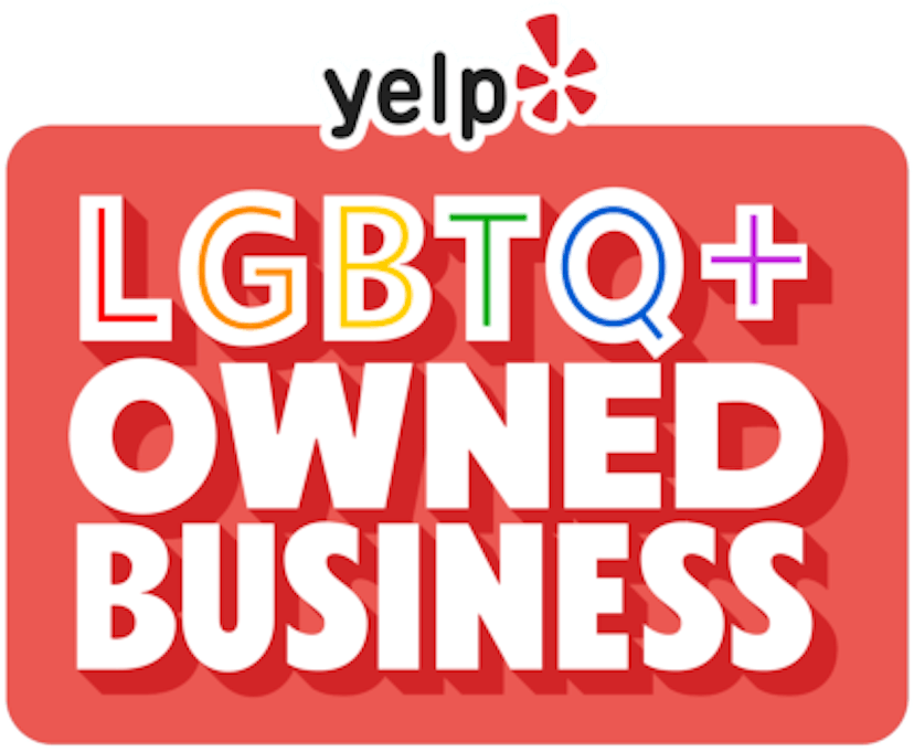 The logo for the Yelp LGBTQ+ OWNED BUSINESS feature