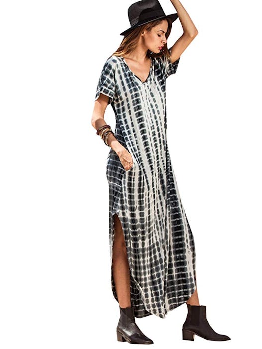 MAKEMECHIC Short Sleeve Tie Dye Maxi Dress