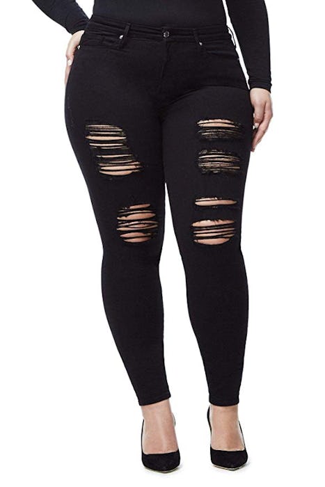 Jack David/GAZOZ Women's Plus Size Distressed Ripped Jeans