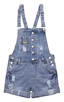 AvaCostume Womens Wash Jumper Denim Overall Shorts