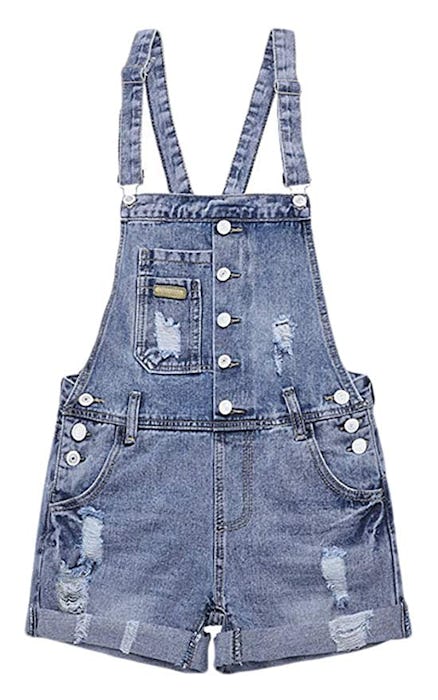 AvaCostume Womens Wash Jumper Denim Overall Shorts