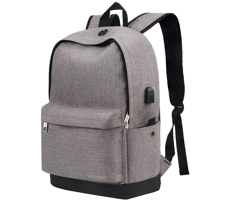 Vancropak Water-Resistant Backpack With USB Charging Port